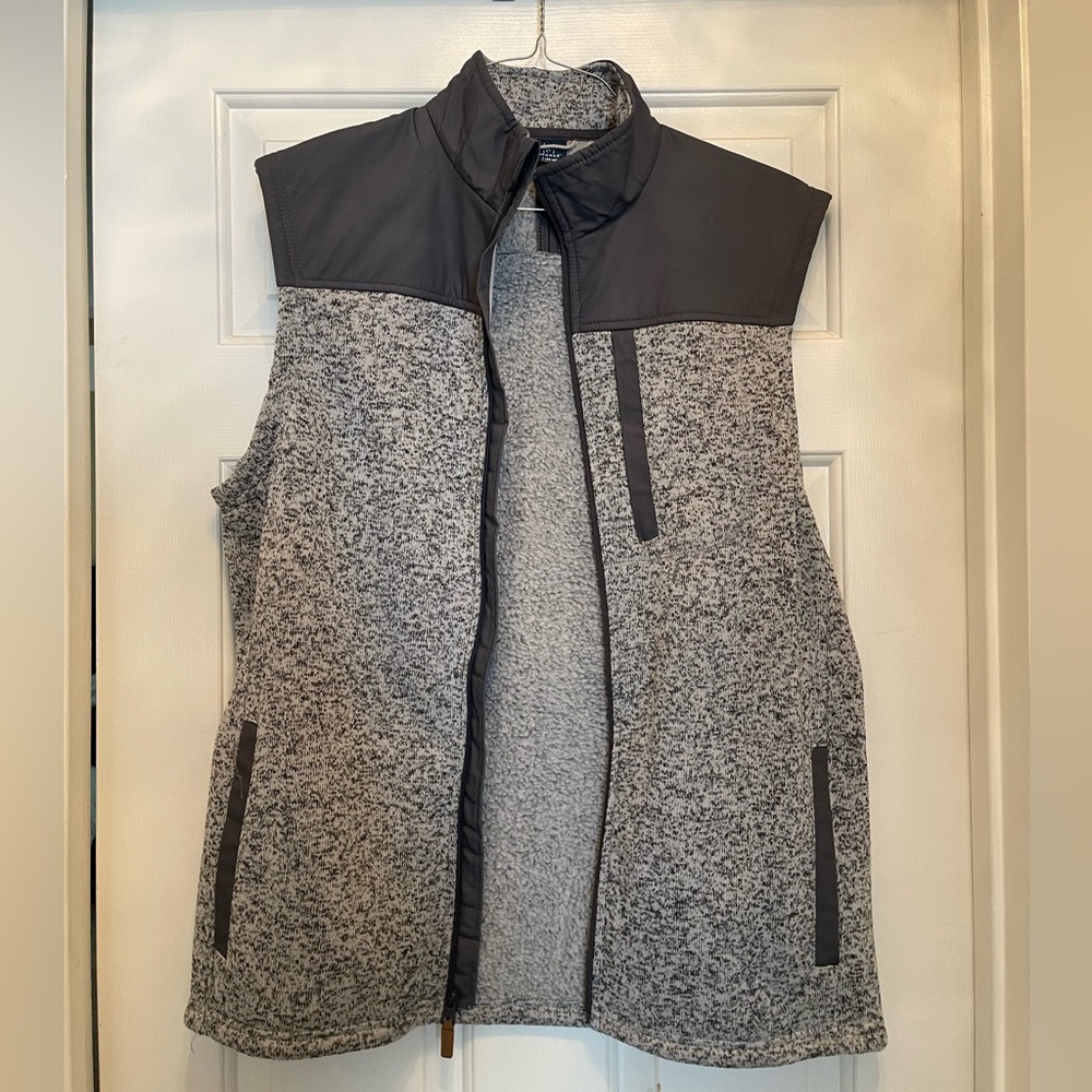 George Gray Speckled Fleece Vest with Dark Gray Yoke